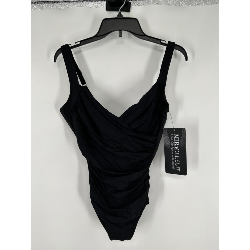 Miraclesuit Sanibel Swimsuit Women's Size 16 Black Sleeveless Stretch 6516663MV